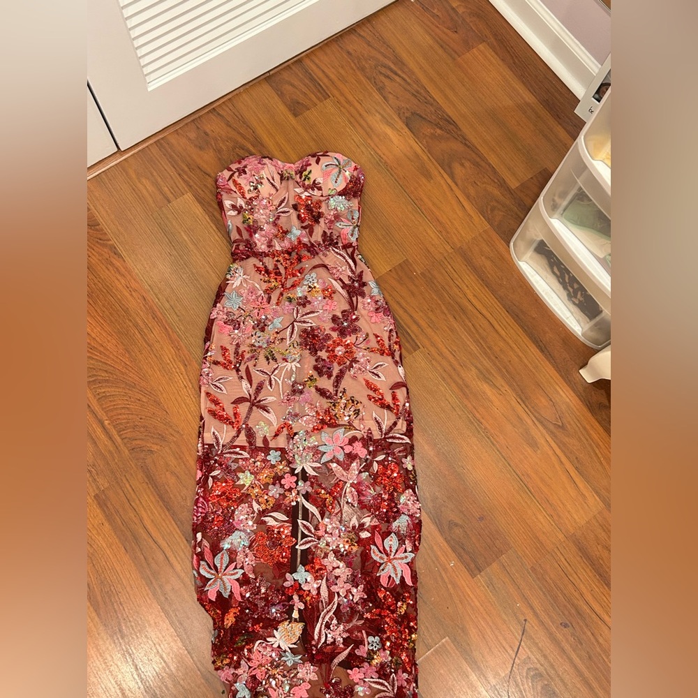 Bella Barnett Off-the-Shoulder Embroidery Sequin Maxi Dress